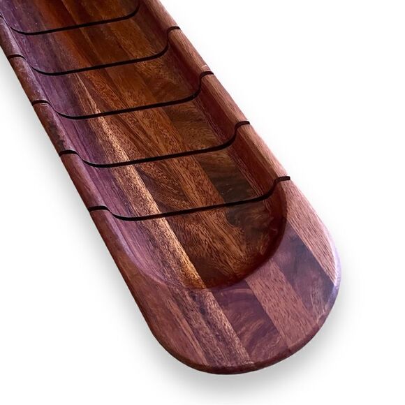 Napastyle 2007 French Bread Baguette Acacia  Wood Cutting Board Leather Hanger - Picture 7 of 15